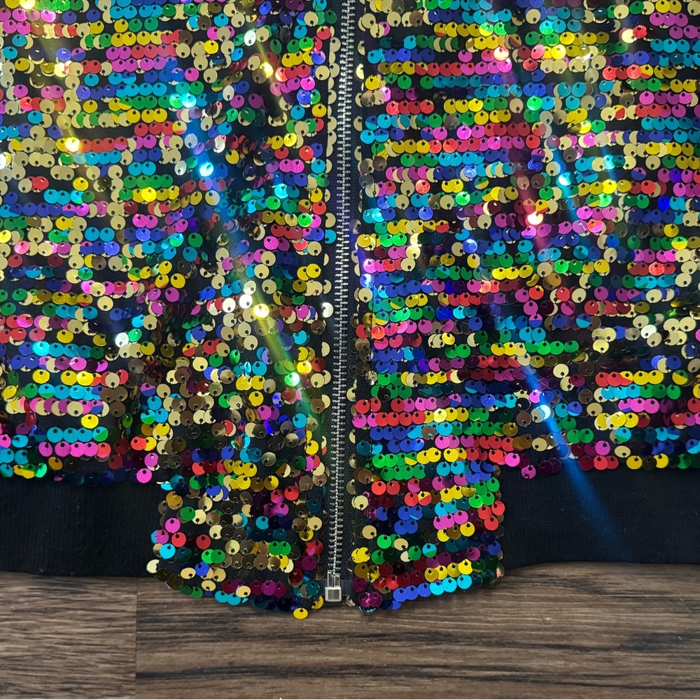 36 Point 5 Multicolor Sequin Bomber Jacket - Picture 4 of 8
